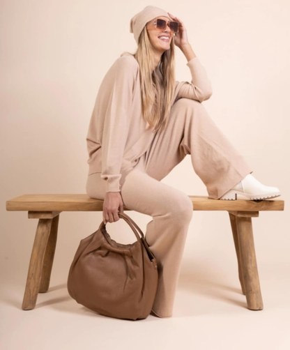 Sac à main souple femme – Cuir synthétique camel élégant et spacieux