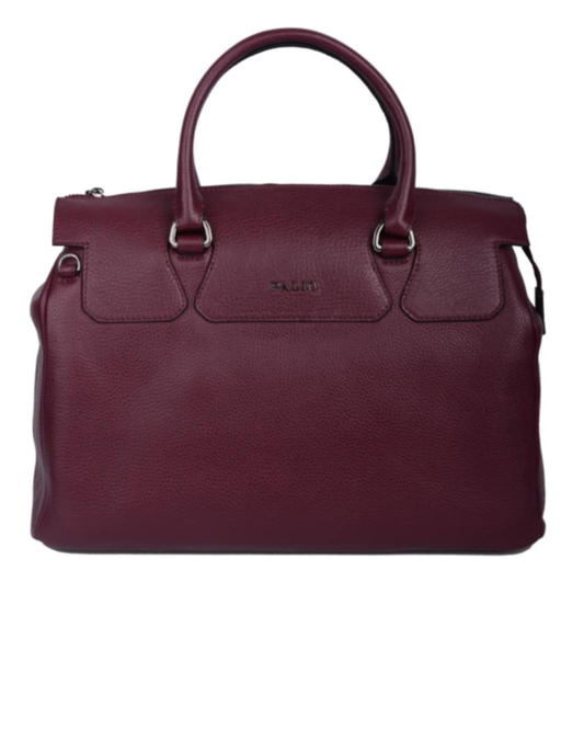Sac à main en cuir synthétique bordeaux élégant pour femme – Style cabas chic