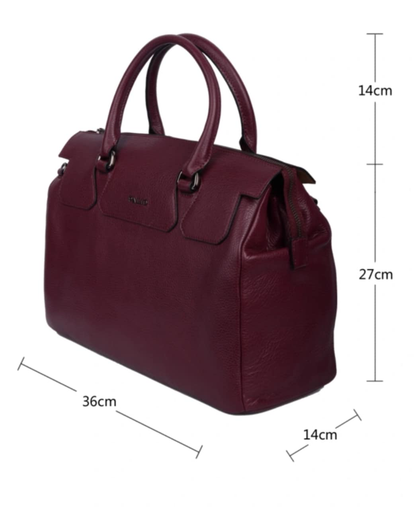 Sac à main en cuir synthétique bordeaux élégant pour femme – Style cabas chic