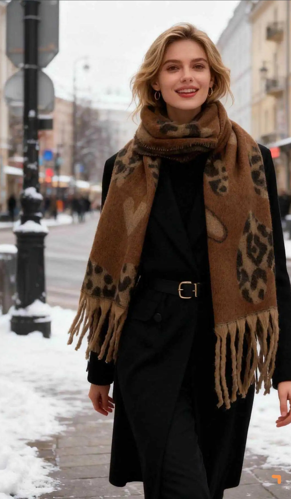 foulard écharpe douce hiver imprimé cœur léopard