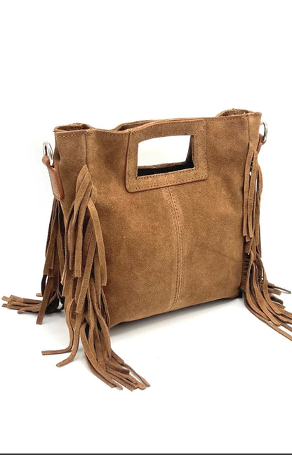 Sac à franges en daim, Fabriqué en Italie,